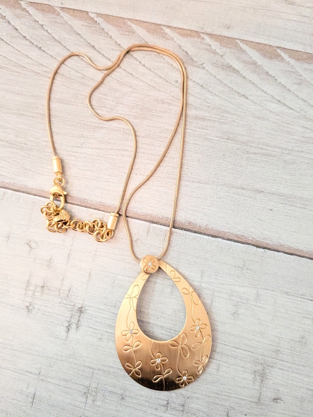 Brighton Gold Floral Teardrop Pendant Necklace